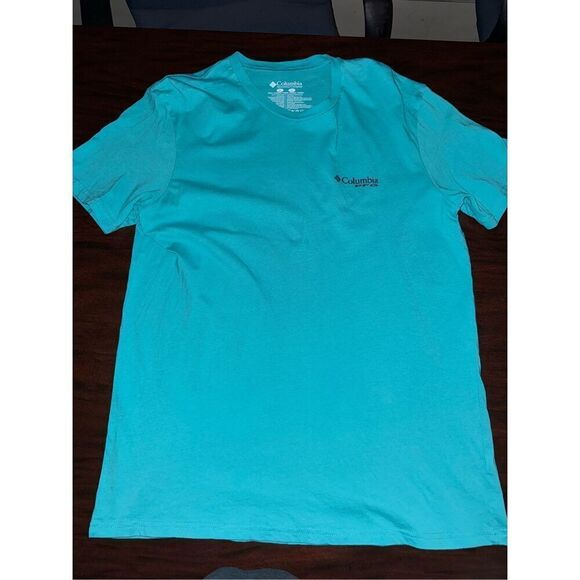 Columbia PFG Mens Short Sleeve Turquoise Tee Size Large - Picture 1 of 8